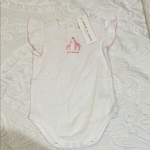 Janie and Jack White Bodysuit with Pink Giraffe Design